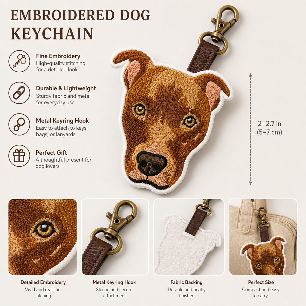 Custom Pet Embroidered Keychain