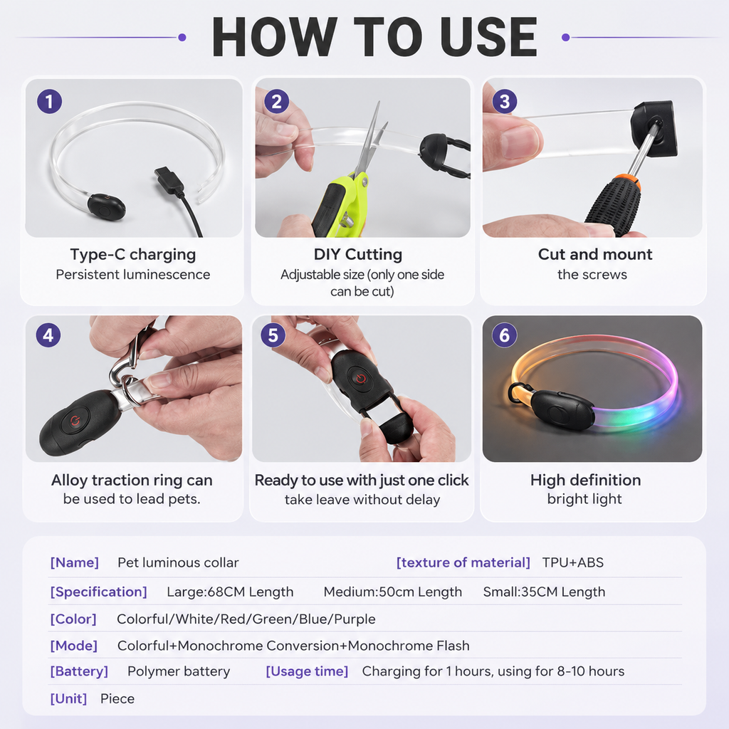 Gradient LED dog collar