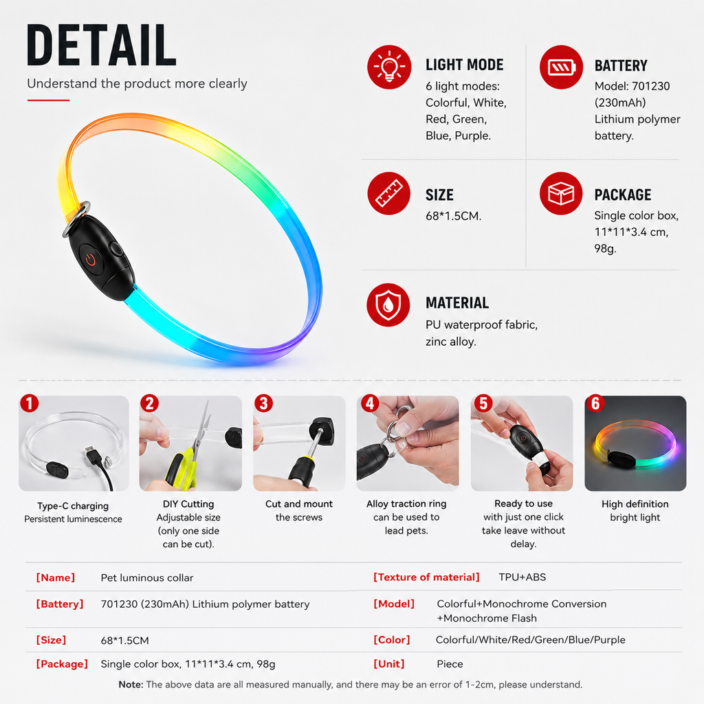 Gradient LED dog collar
