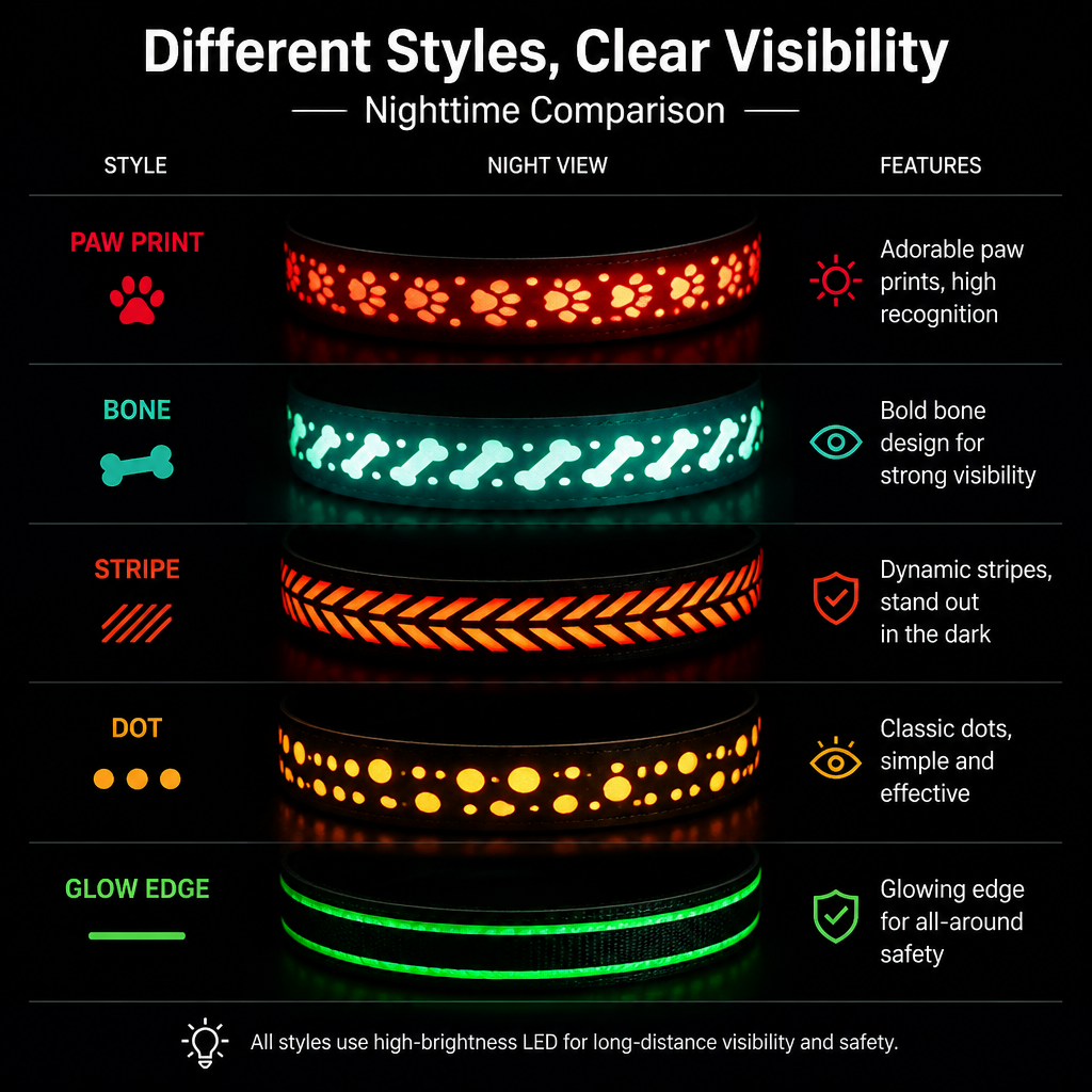 Hollow out LED dog collar
