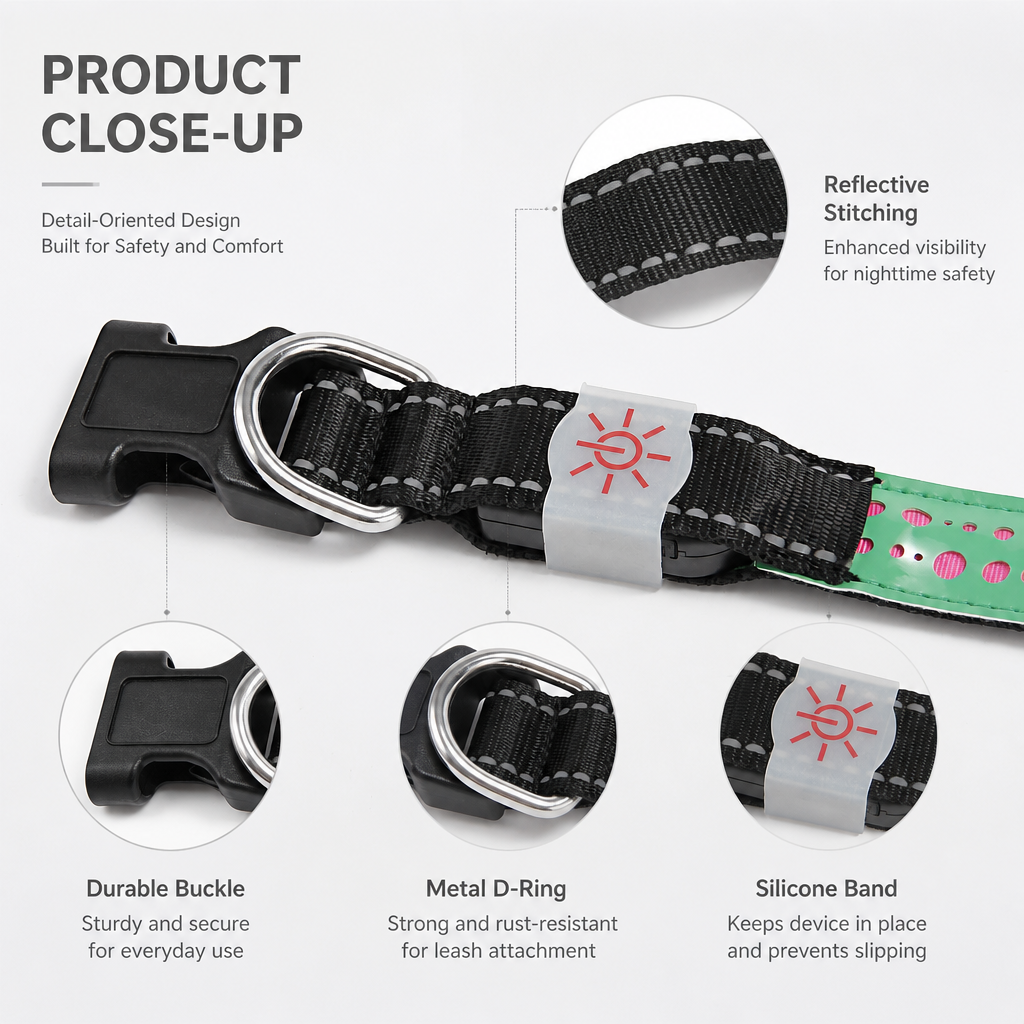 Hollow out LED dog collar