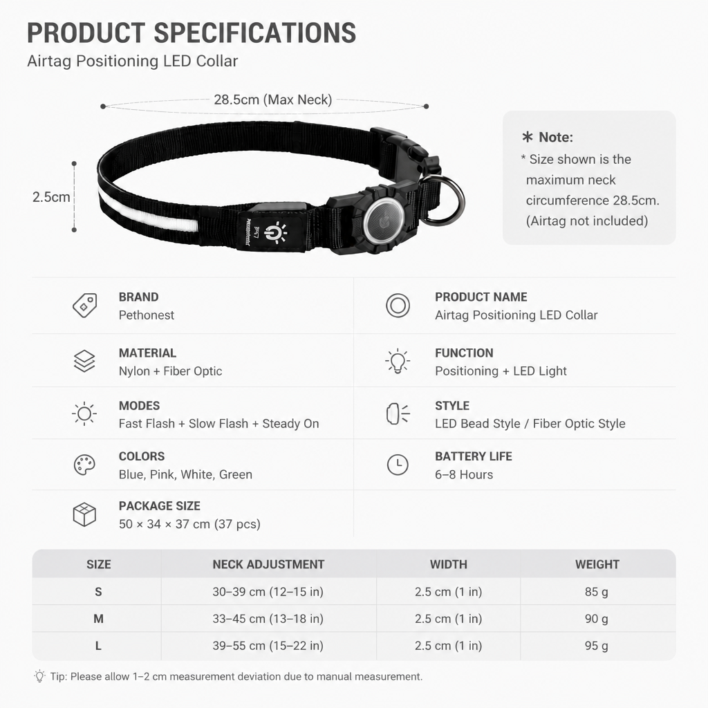 Pet light-up collar（Airtag Compatible）