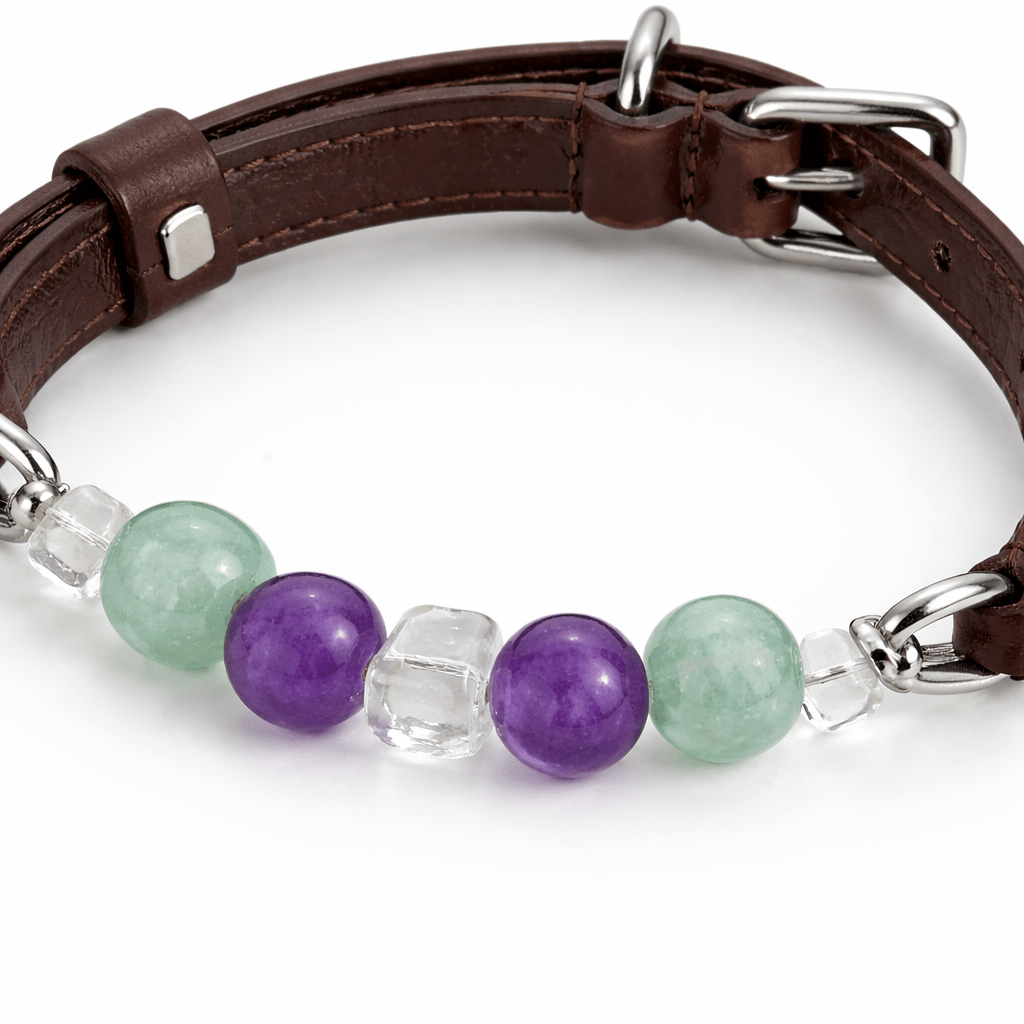 Crystal & Genuine Leather Pet Collar with Matching Owner Bracelet - lumipup