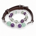 Crystal & Genuine Leather Pet Collar with Matching Owner Bracelet - lumipup