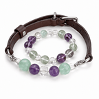Crystal & Genuine Leather Pet Collar with Matching Owner Bracelet - lumipup