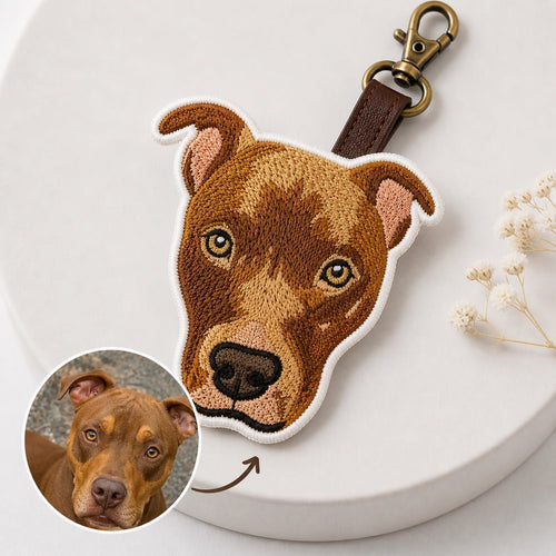Custom Pet Embroidered Keychain - lumipup