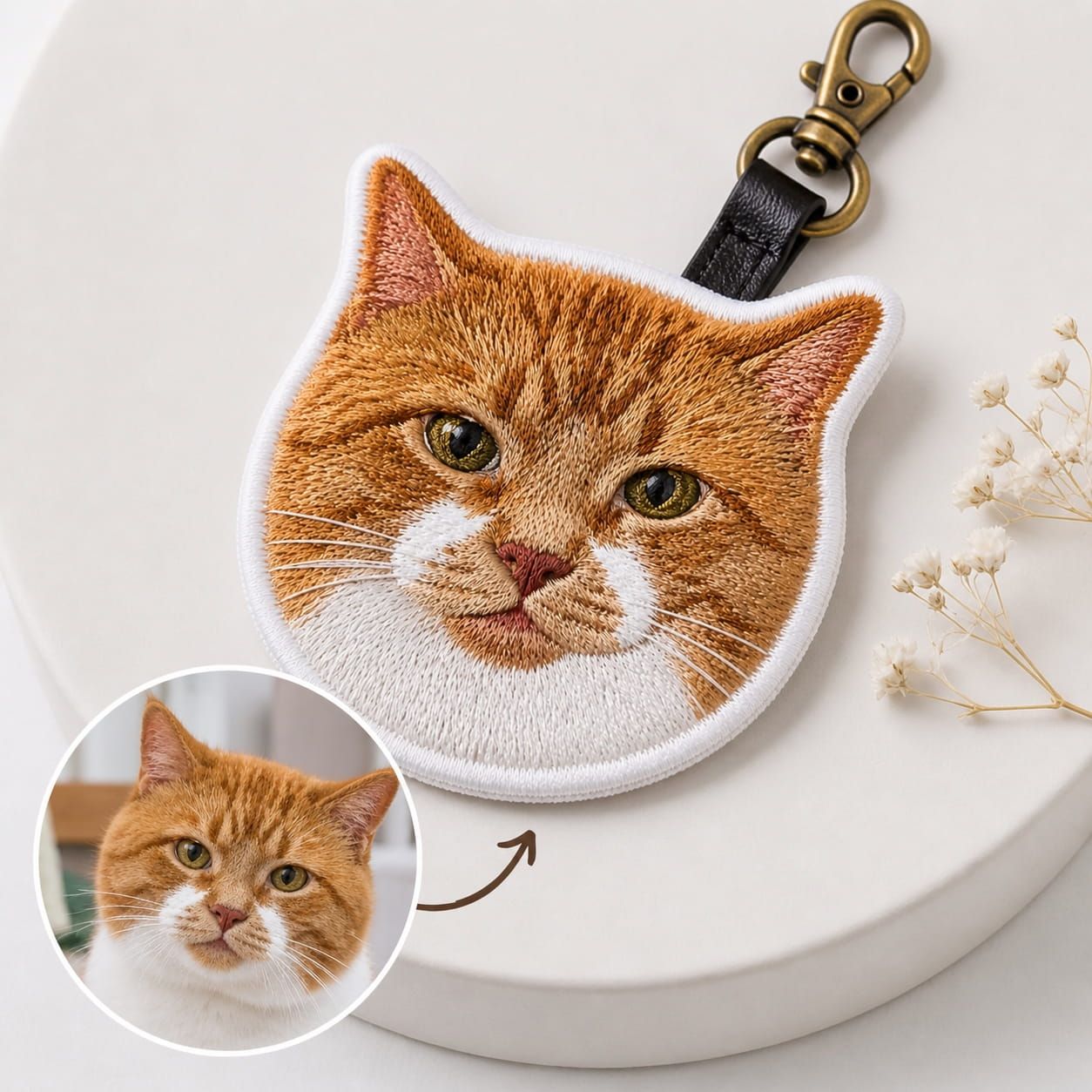 Custom Pet Embroidered Keychain - lumipup
