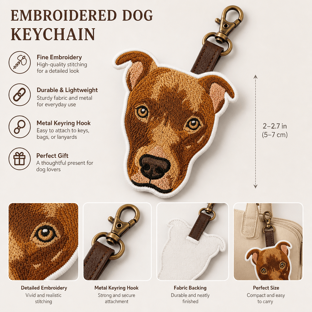 Custom Pet Embroidered Keychain - lumipup