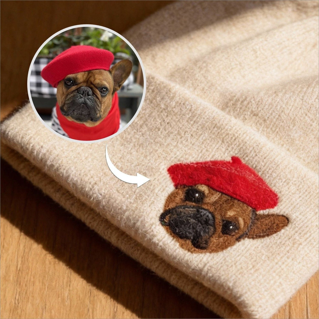 Custom Pet Portrait Wool Beanie - lumipup