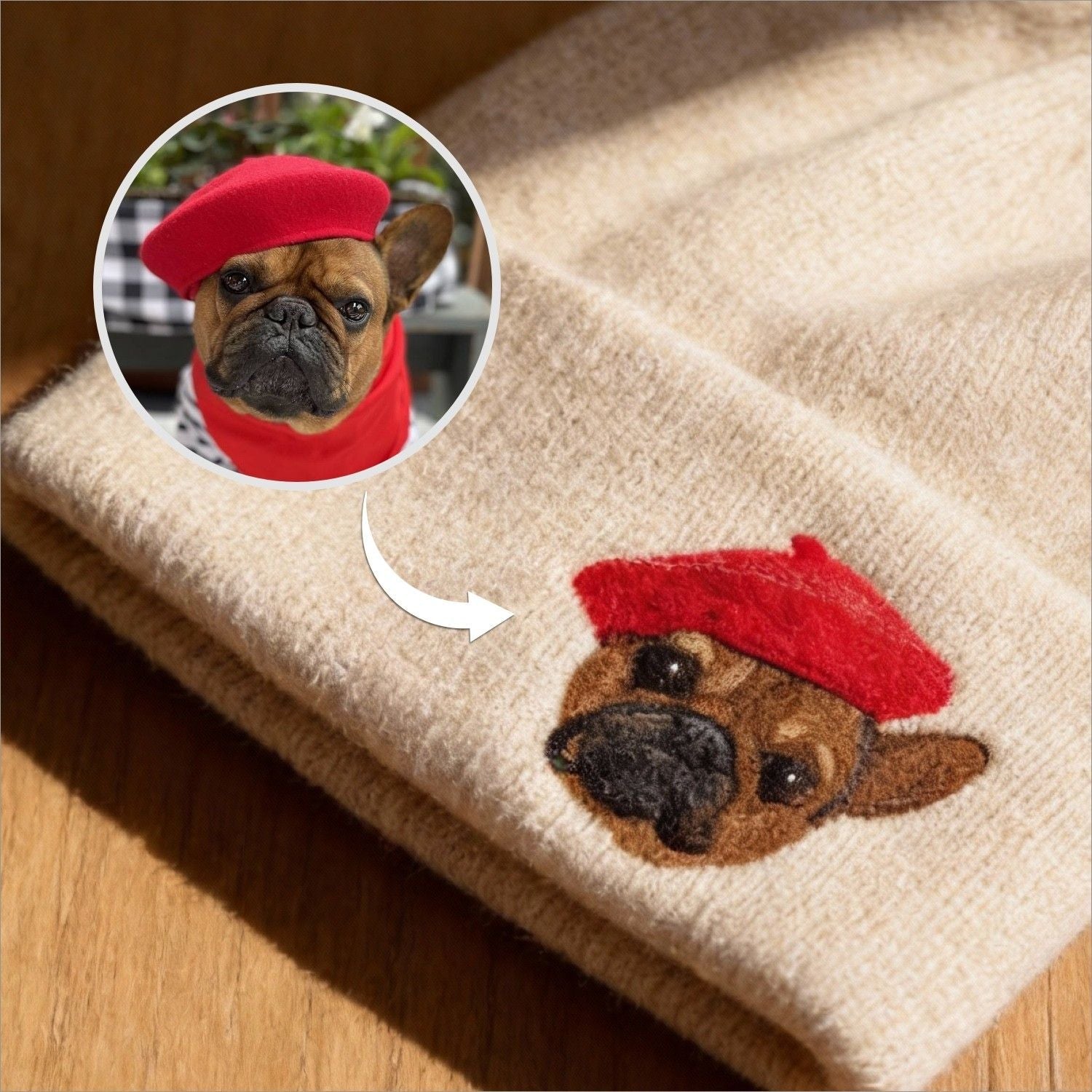Custom Pet Portrait Wool Beanie - lumipup