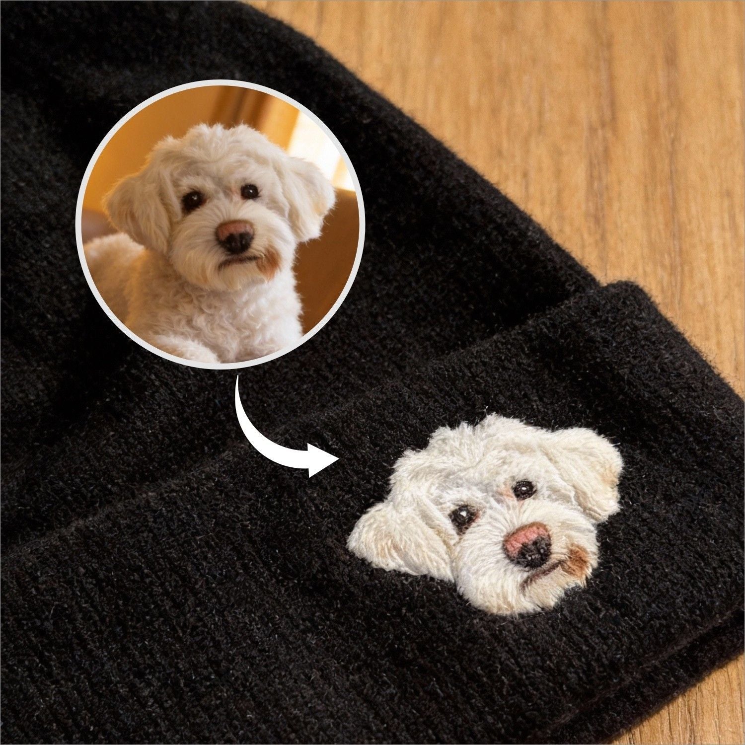 Custom Pet Portrait Wool Beanie - lumipup