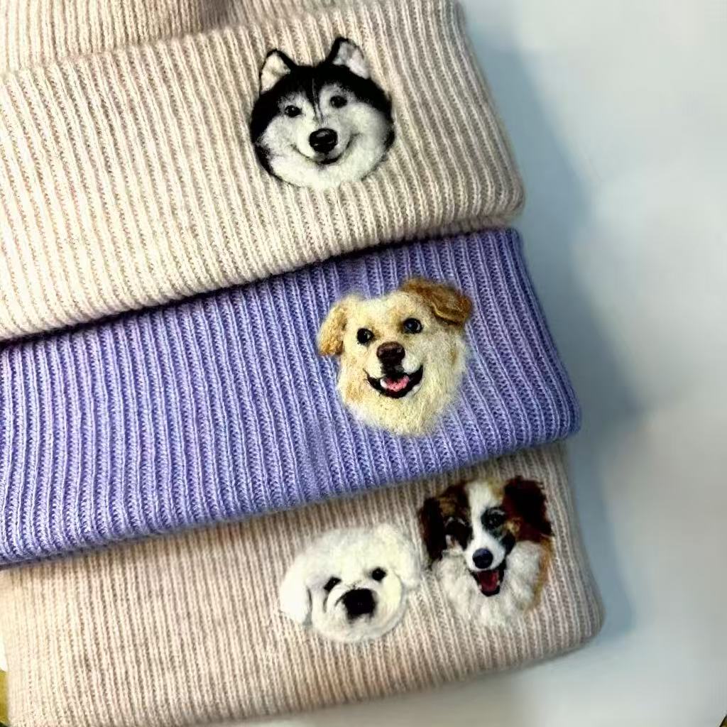 Custom Pet Portrait Wool Beanie - lumipup