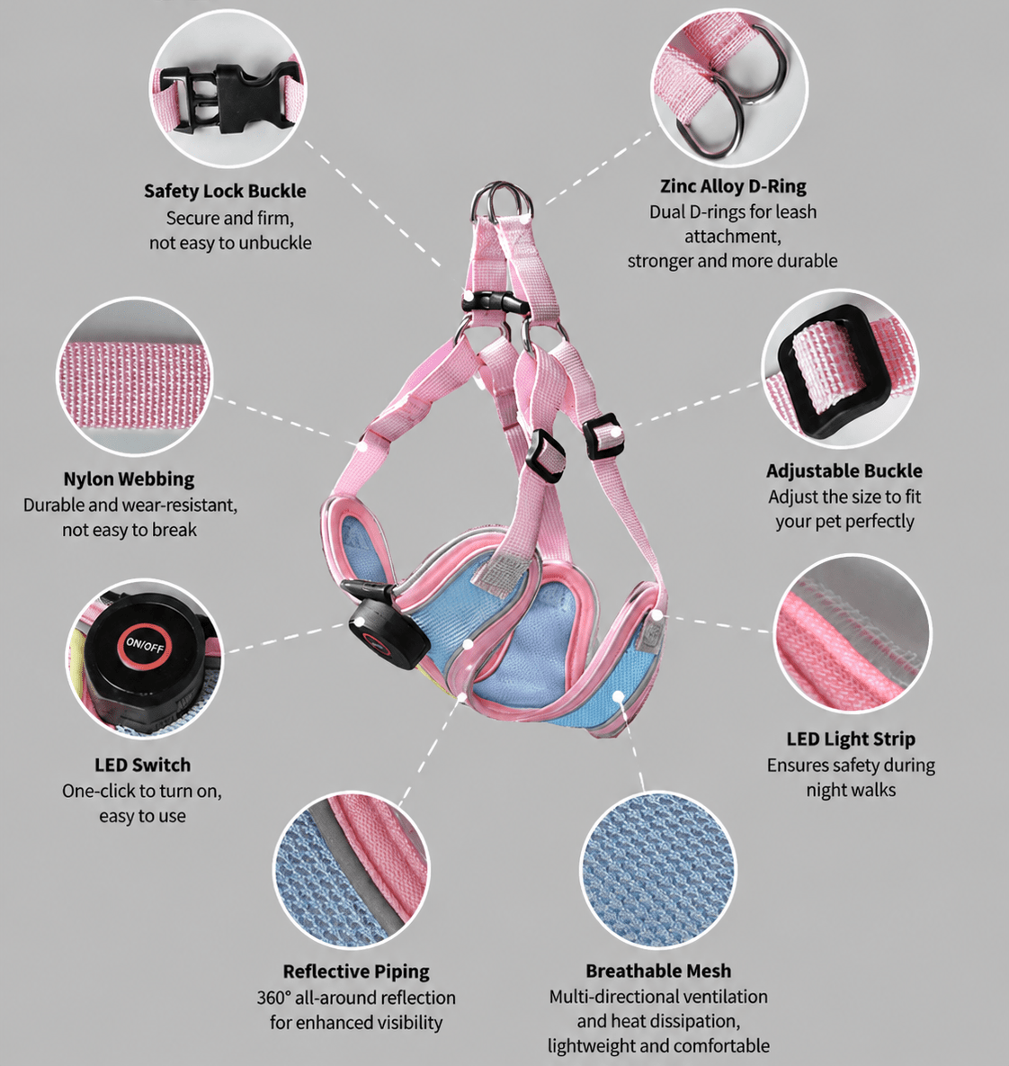 ED - lit pet harness - lumipup