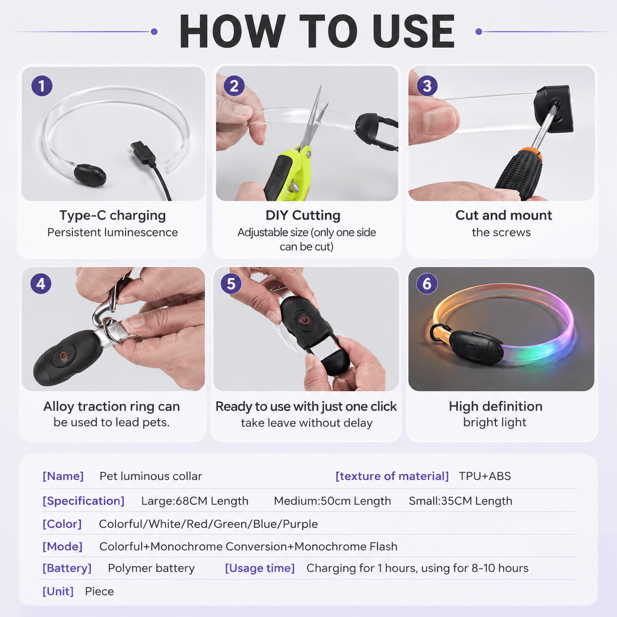 Gradient LED dog collar - lumipup