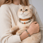 Natural Crystal & Genuine Leather Pet Collar with Matching Owner Bracelet - lumipup