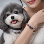 Natural Crystal & Leather Pet Collar with Matching Owner Bracelet Set - lumipup