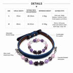 Natural Crystal & Leather Pet Collar with Matching Owner Bracelet Set - lumipup