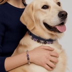 Natural Crystal & Leather Pet Collar with Matching Owner Bracelet Set - lumipup
