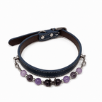 Natural Crystal & Leather Pet Collar with Matching Owner Bracelet Set - lumipup