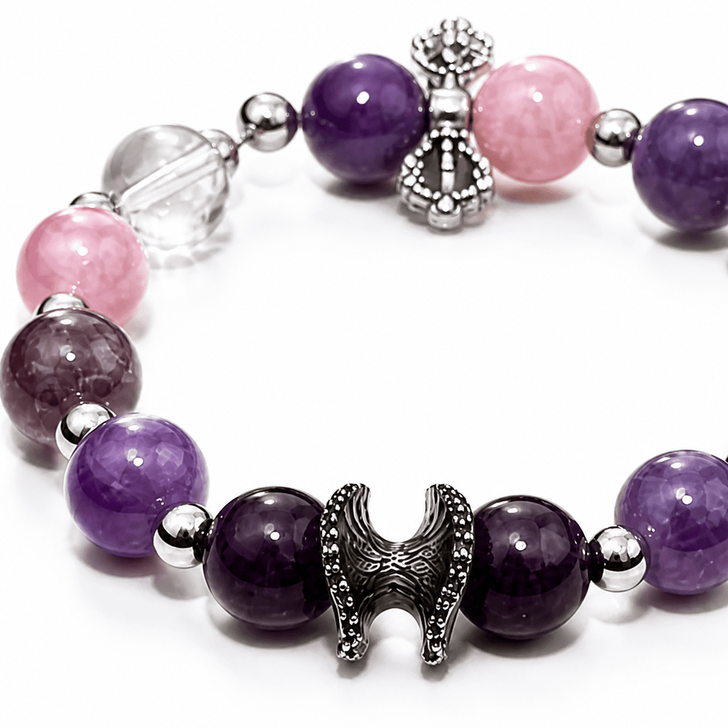 Natural Crystal & Leather Pet Collar with Matching Owner Bracelet Set - lumipup