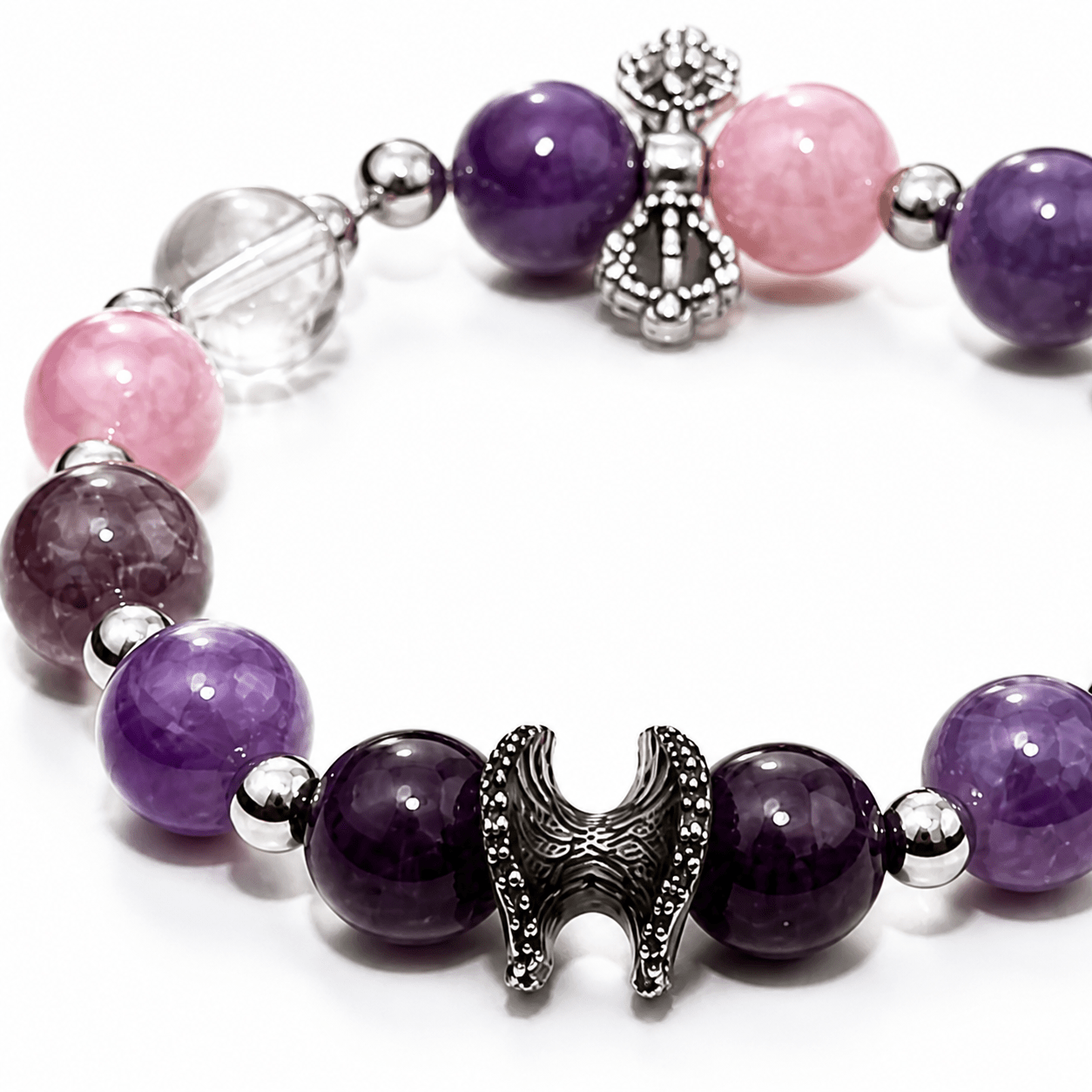 Natural Crystal & Leather Pet Collar with Matching Owner Bracelet Set - lumipup