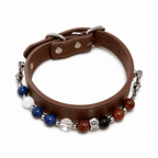 Premium Leather & Natural Stone Pet Collar with Matching Owner Bracelet Set - lumipup