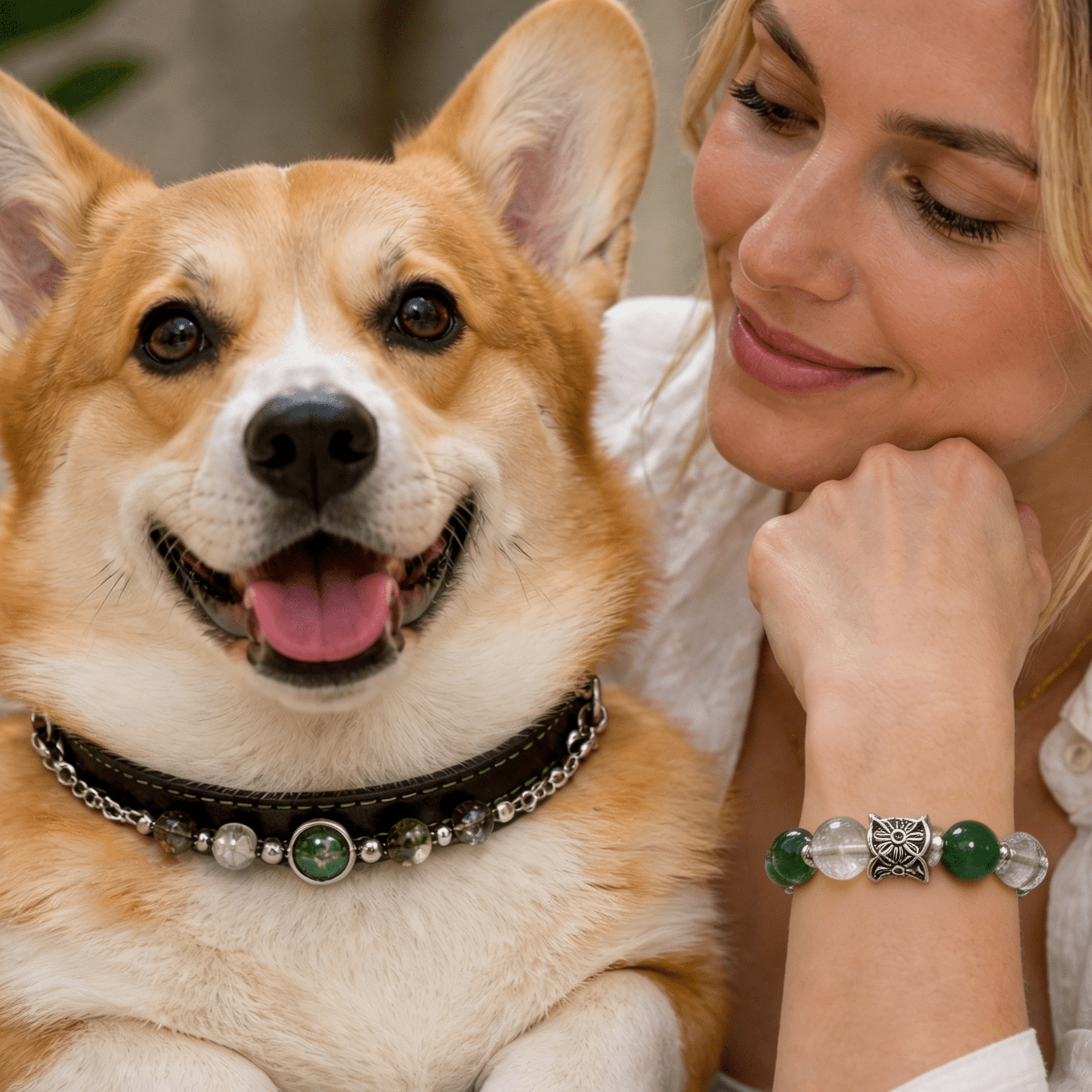 The "Forest Harmony" – Matching Pet Collar & Owner Bracelet Set - lumipup